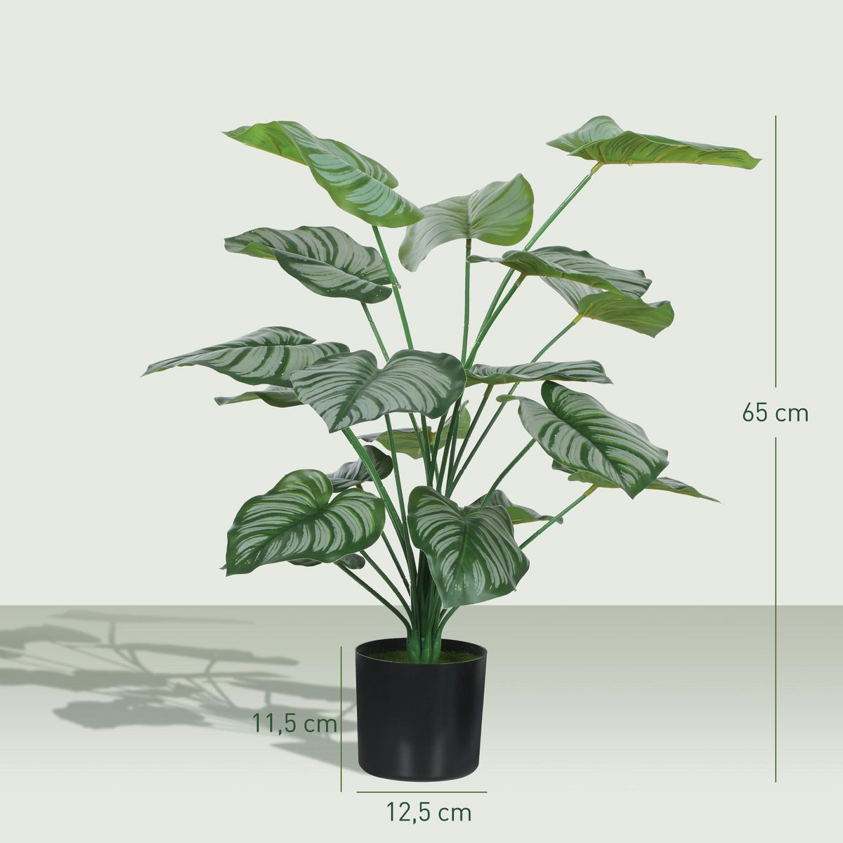 HOMCOM Lot de 2 plantes artificielles H.65cm 18 feuilles par plante pots inclus