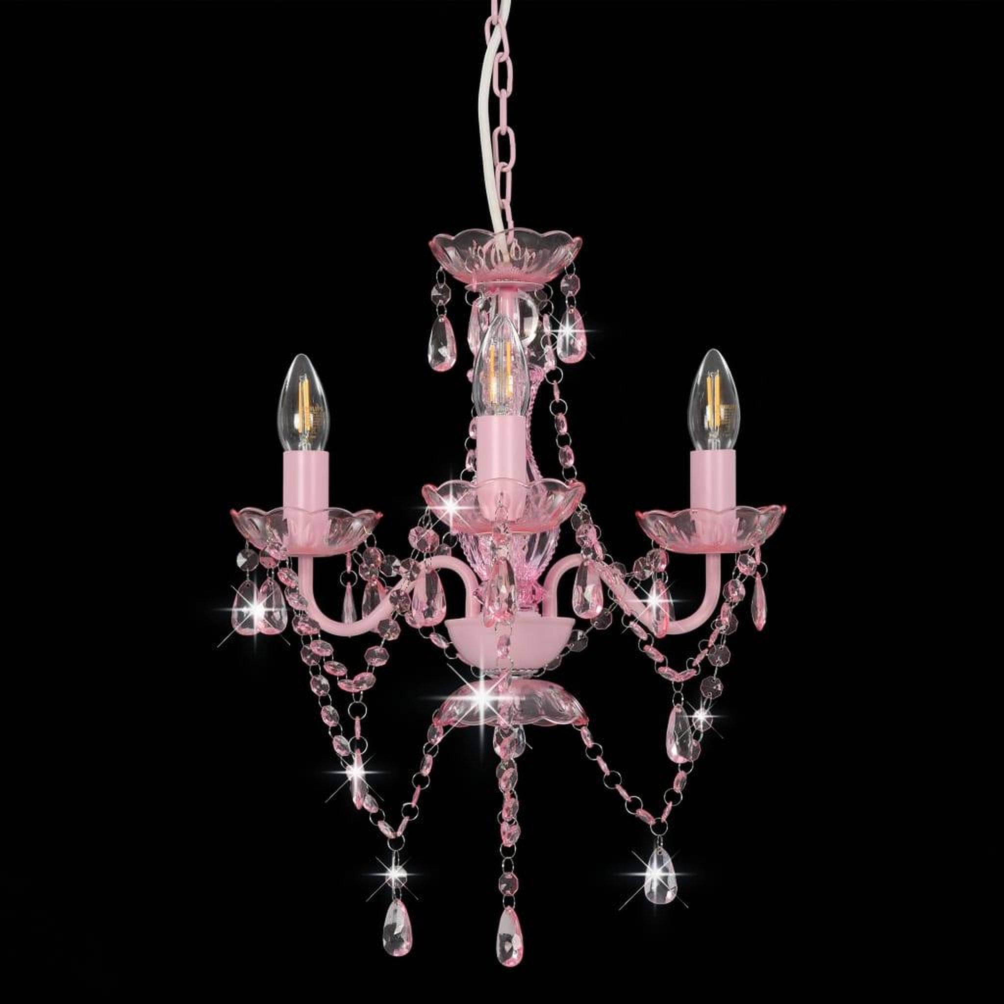 Voir la diapositive 3 : VIDAXL Lustre avec perles Rose Rond 3 x E14