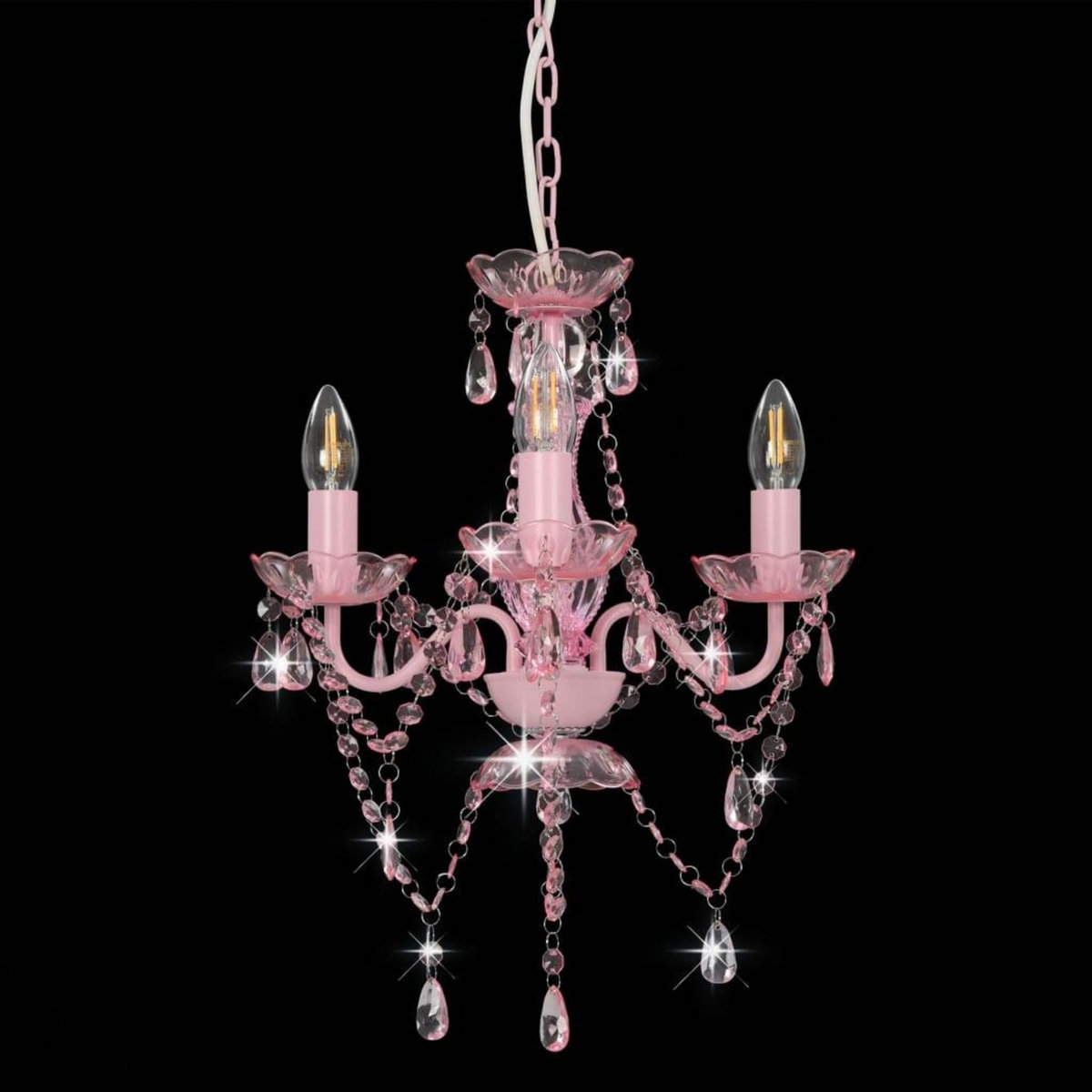 VIDAXL Lustre avec perles Rose Rond 3 x E14