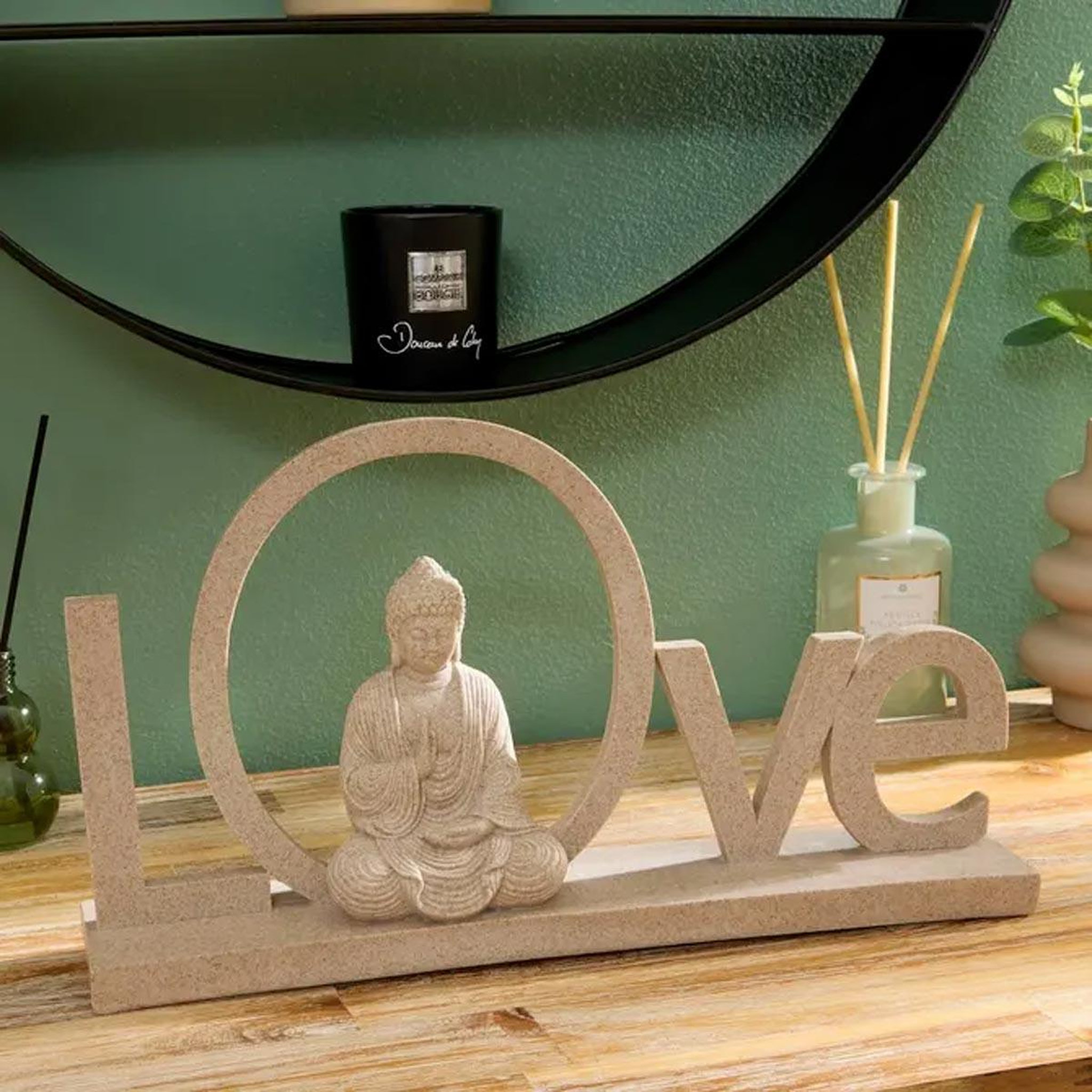 Voir la diapositive 2 : ATMOSPHERA Mot à poser love & bouddha  salma  36cm beige