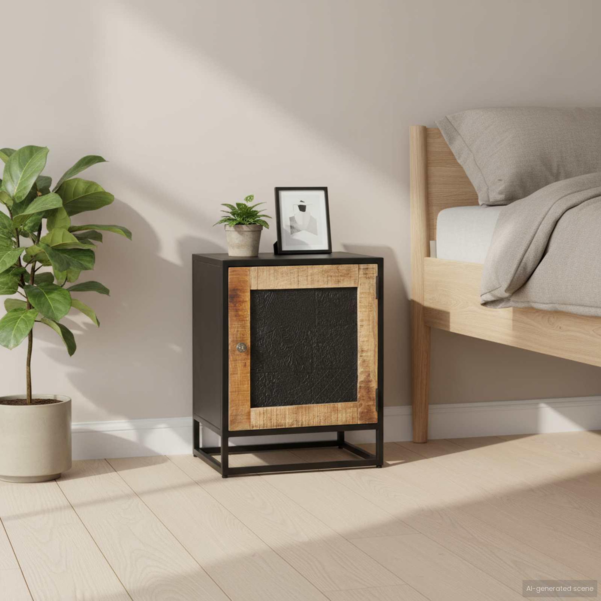 Voir la diapositive 2 : VIDAXL Table de chevet 40x30x50 cm Bois de manguier brut