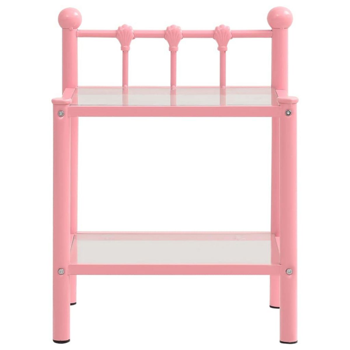 VIDAXL Tables de chevet 2 pcs Rose et transparent Metal et verre