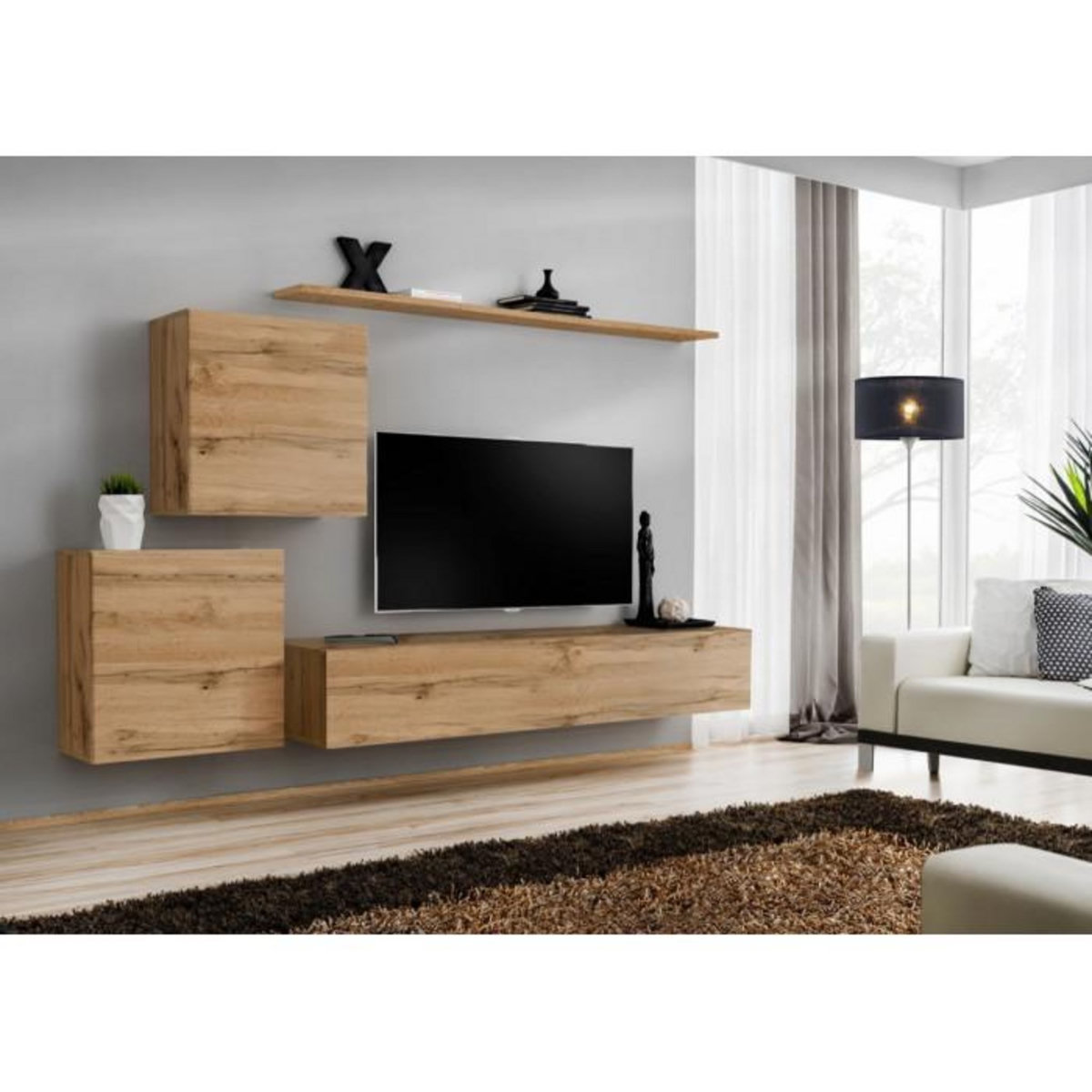 Paris Prix Meuble TV Mural Design  Switch V  250cm Naturel