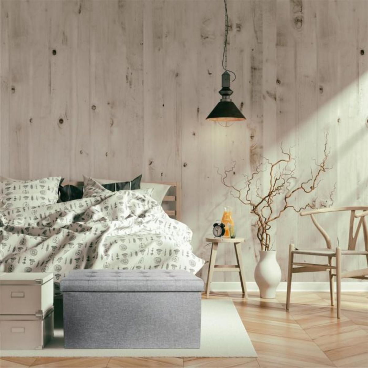 Paris Prix Banquette Coffre Pliable  Eliane  76cm Gris Clair