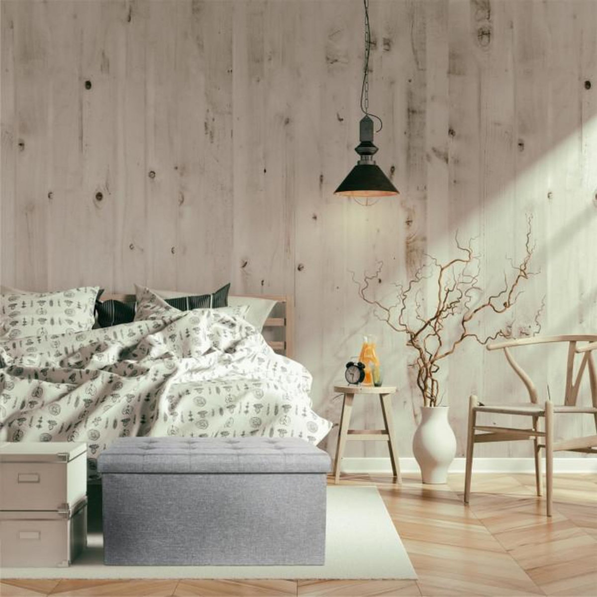 Paris Prix Banquette Coffre Pliable  Eliane  76cm Gris Clair