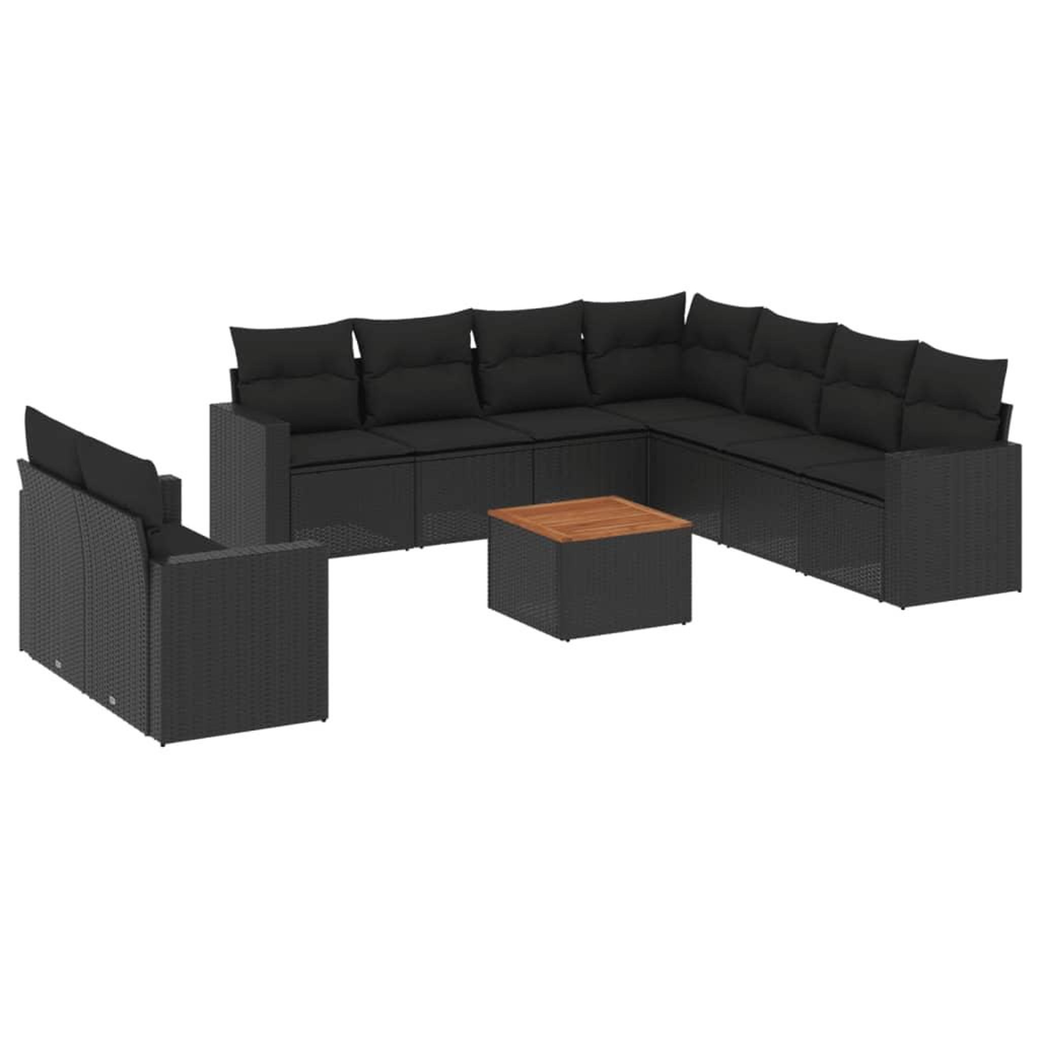 Voir la diapositive 2 : VIDAXL Salon de jardin 10 pcs avec coussins noir resine tressee