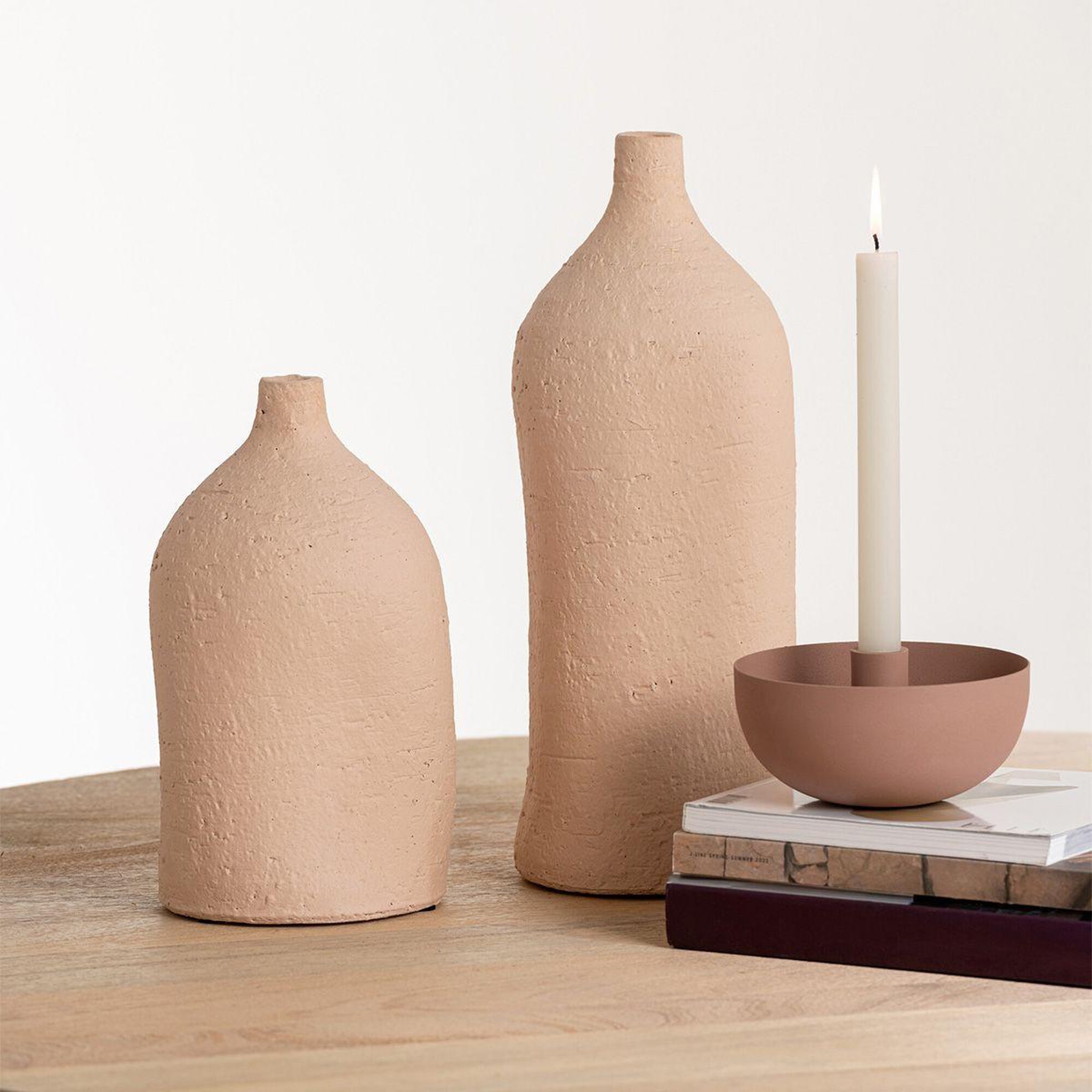 Voir la diapositive 4 : J-LINE Vase poterie bouteille  enya  40cm beige