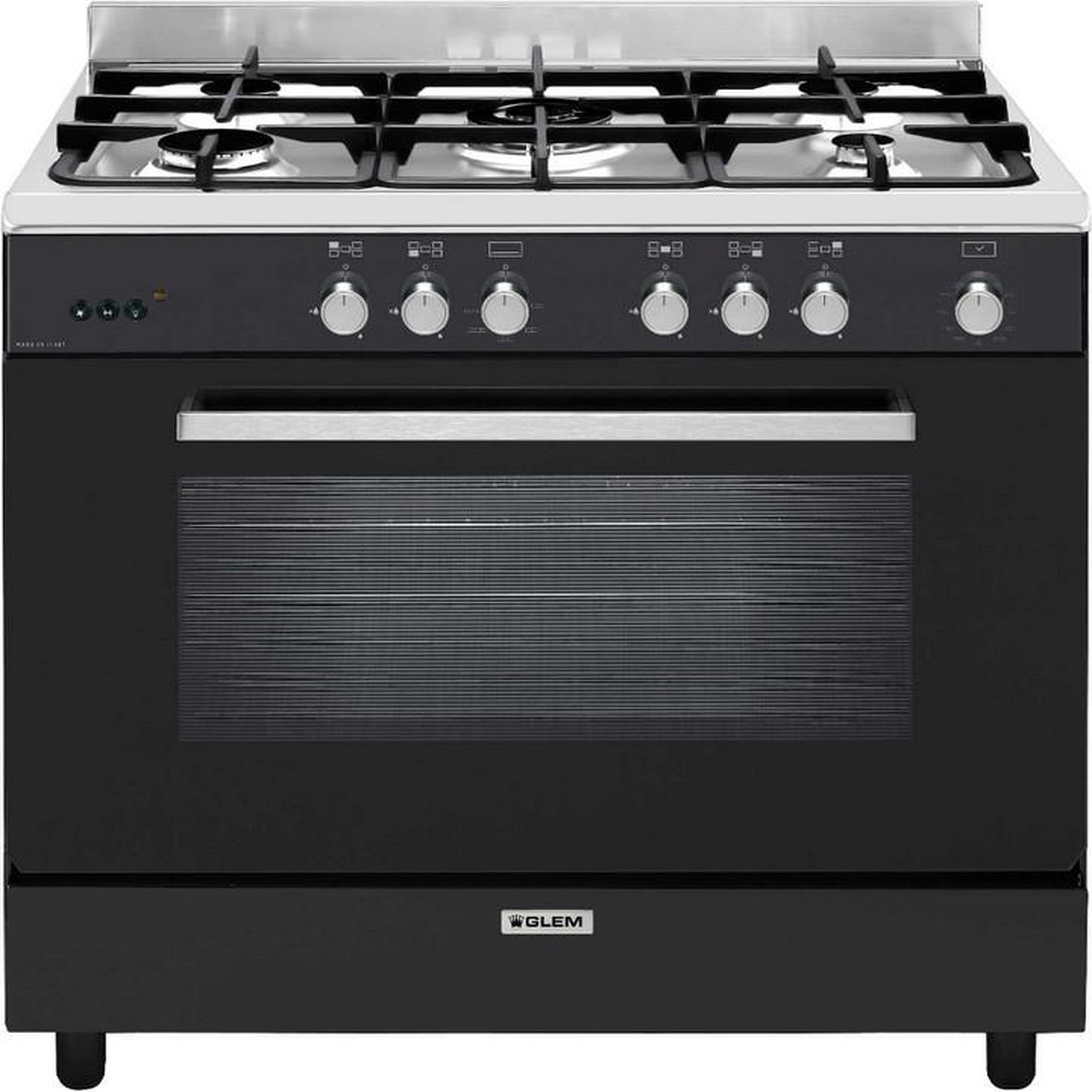 Glem Piano de cuisson gaz 109l 5 feux noir - ge960cmbk2