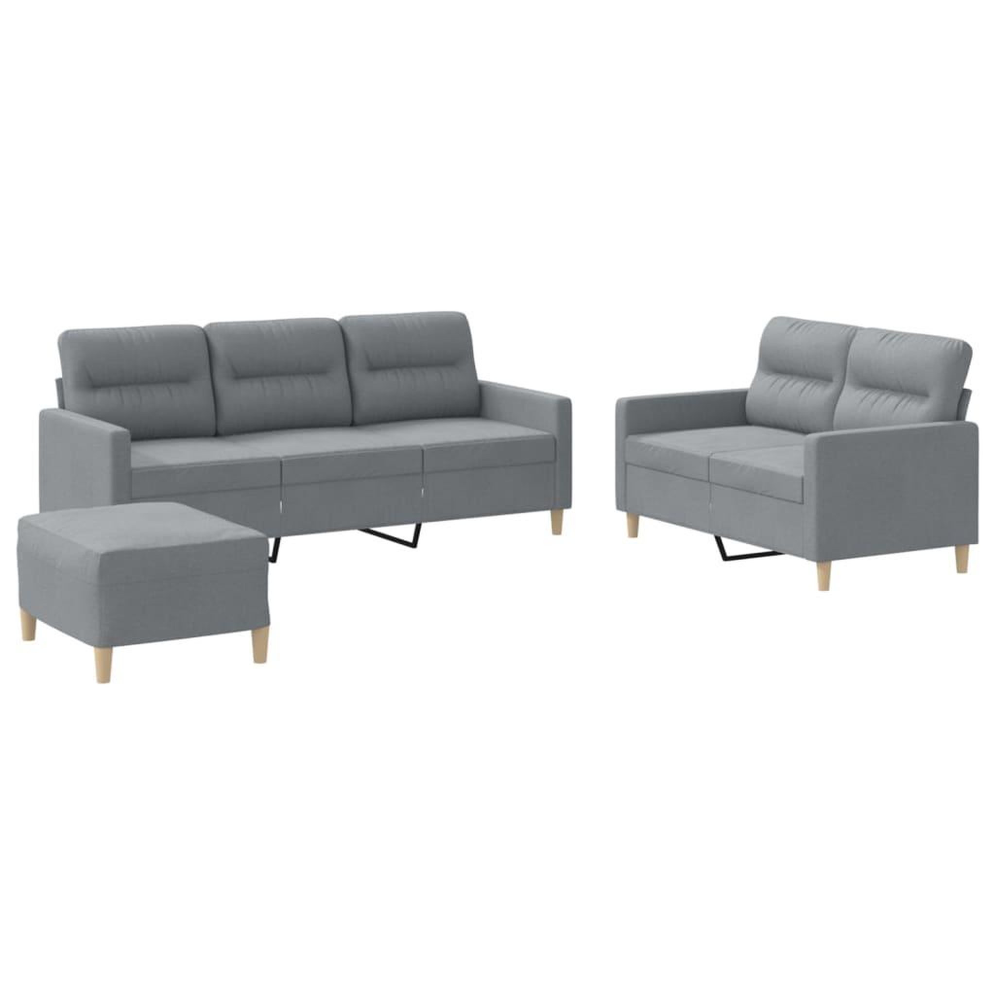 Voir la diapositive 2 : VIDAXL Ensemble de canapes 3 pcs avec coussins Gris clair Tissu
