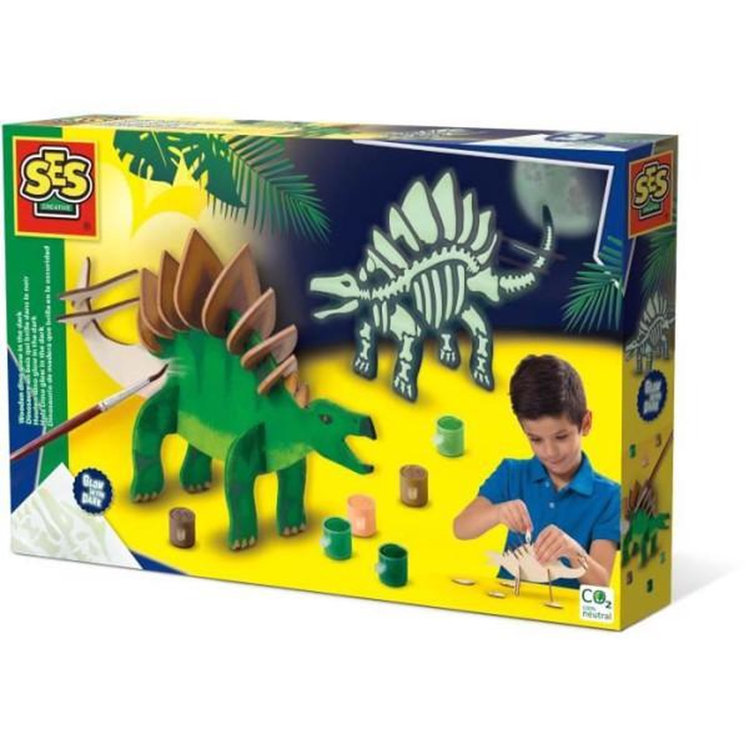 Dinosaure en bois qui brille dans le Kit de bricolage SES CREATIVE Fabrique ton propre dinosaure qui brille dans le . - vue 8