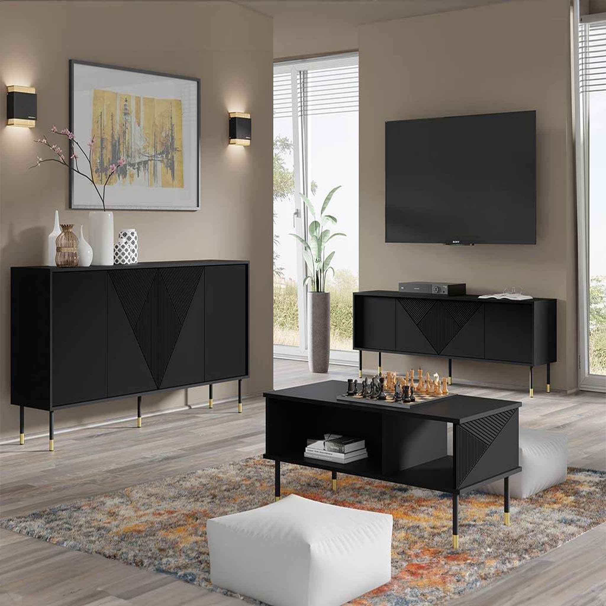 Voir la diapositive 5 : BEST MOBILIER Kirua - meuble tv - 4 portes - 180 cm