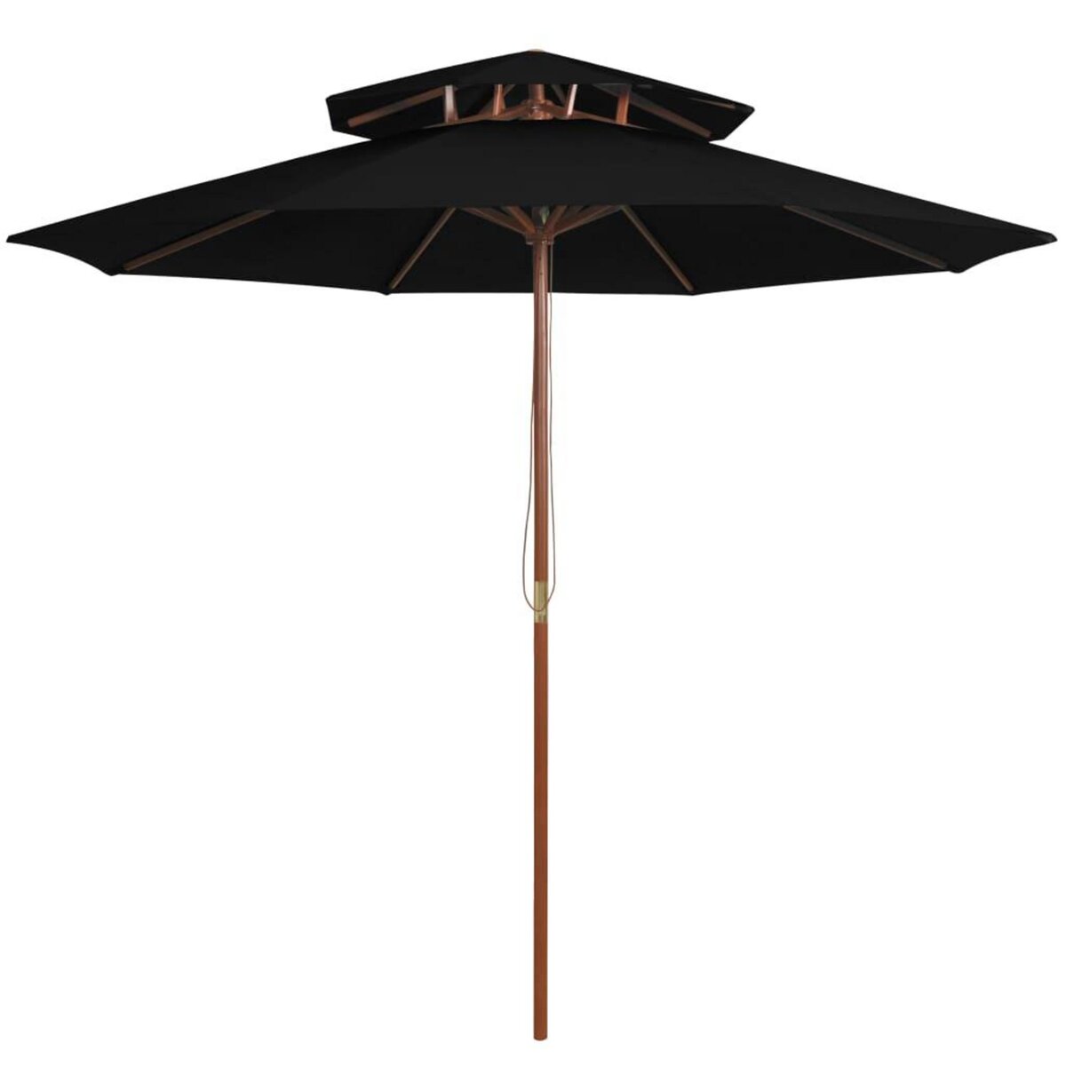 VIDAXL Parasol double avec mat en bois Noir 270 cm