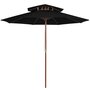 VIDAXL Parasol double avec mat en bois Noir 270 cm
