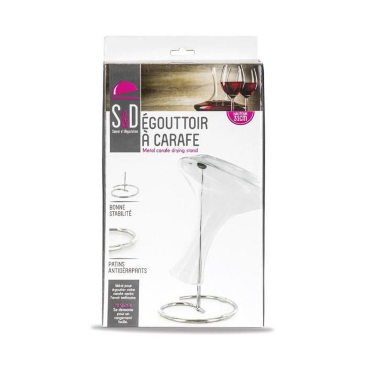 Paris Prix Séchoir & Égouttoir en Métal  Carafe  31cm Argent