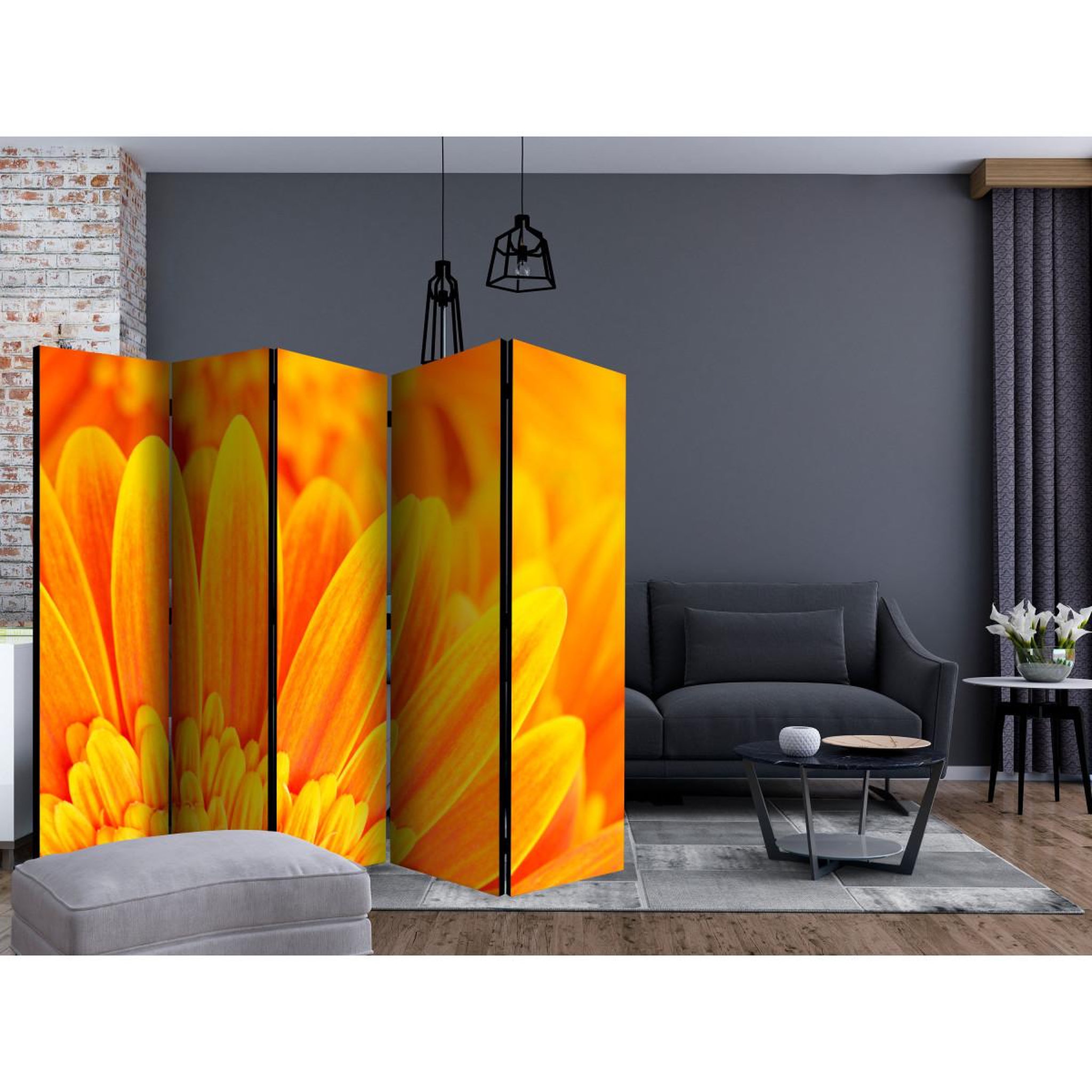 Voir la diapositive 2 : Paris Prix Paravent 5 volets  yellow gerbera daisies  172x225cm