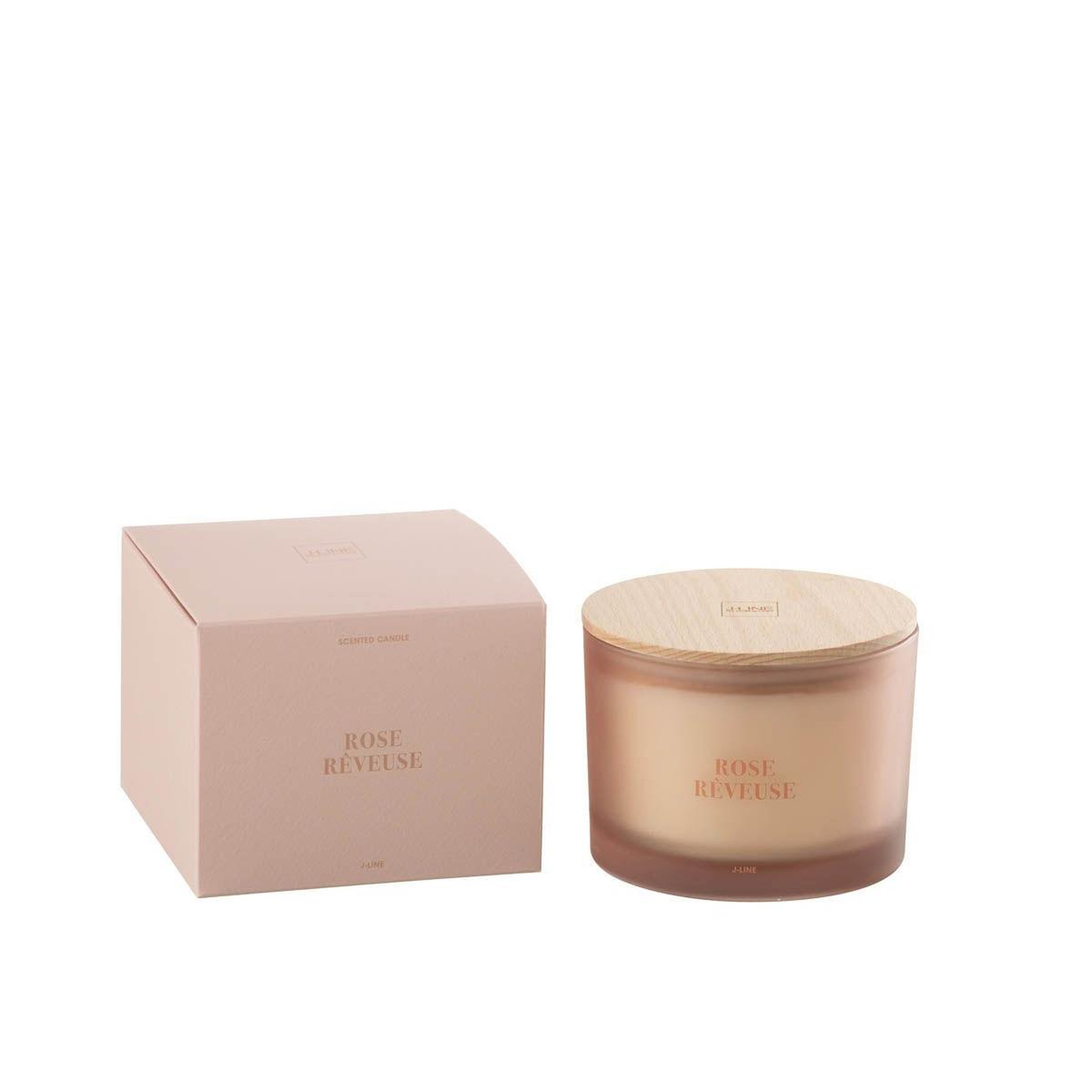 Voir la diapositive 2 : J-LINE Bougie parfumée  accords essentiels  10cm rose rêveuse