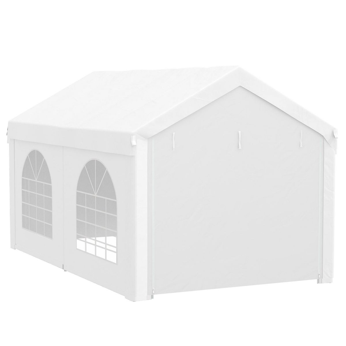 OUTSUNNY Tente de réception tonnelle barnum dim. 5L x 3l x 2,85H m 2 portes zippées acier galvanisé PE blanc