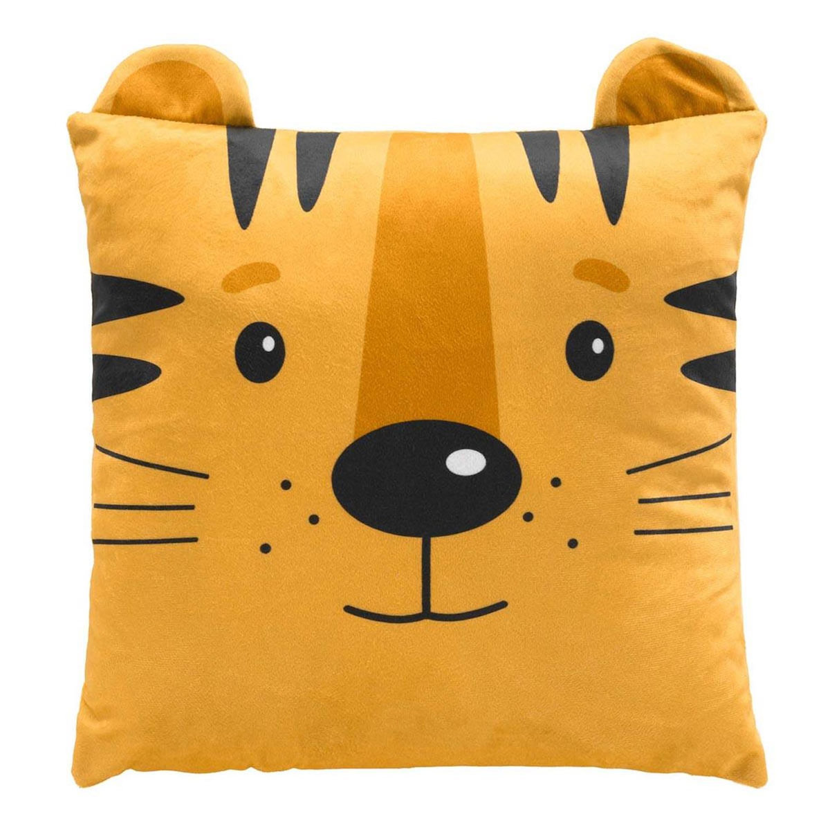 Paris Prix Coussin Déco Enfant en Velours  Tigry  40x40cm Jaune