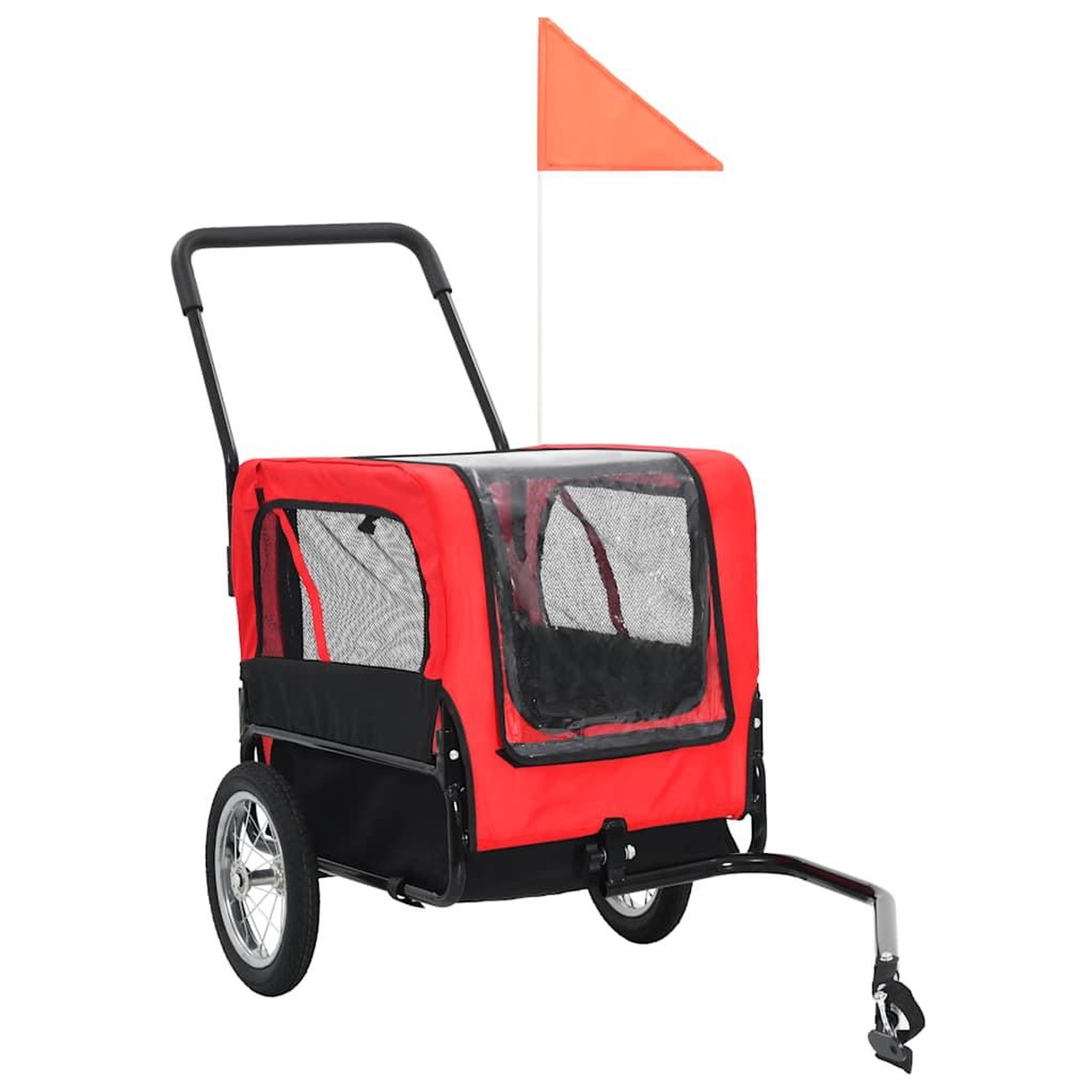 Voir la diapositive 2 : VIDAXL Remorque de velo pour chiens et poussette 2-en-1 rouge et noir