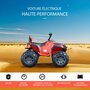 HOMCOM Voiture 4x4 quad buggy électrique enfant 3 à 6 ans effets lumineux musique V. max. 3 Km/h batterie rechargeable lecteur MP3 multifonction rouge