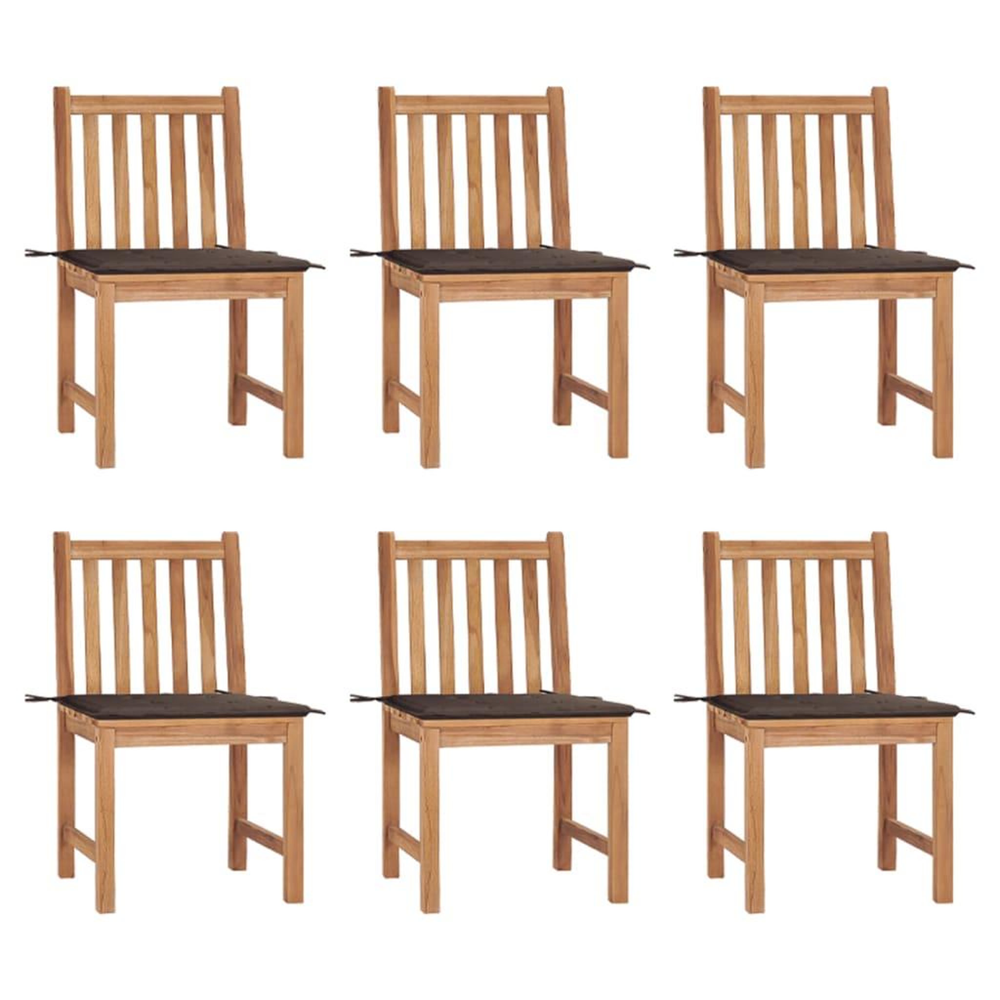 Voir la diapositive 1 : VIDAXL Chaises de jardin lot de 6 avec coussins Bois de teck massif