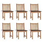 VIDAXL Chaises de jardin lot de 6 avec coussins Bois de teck massif