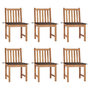 Voir la diapositive 1 : VIDAXL Chaises de jardin lot de 6 avec coussins Bois de teck massif