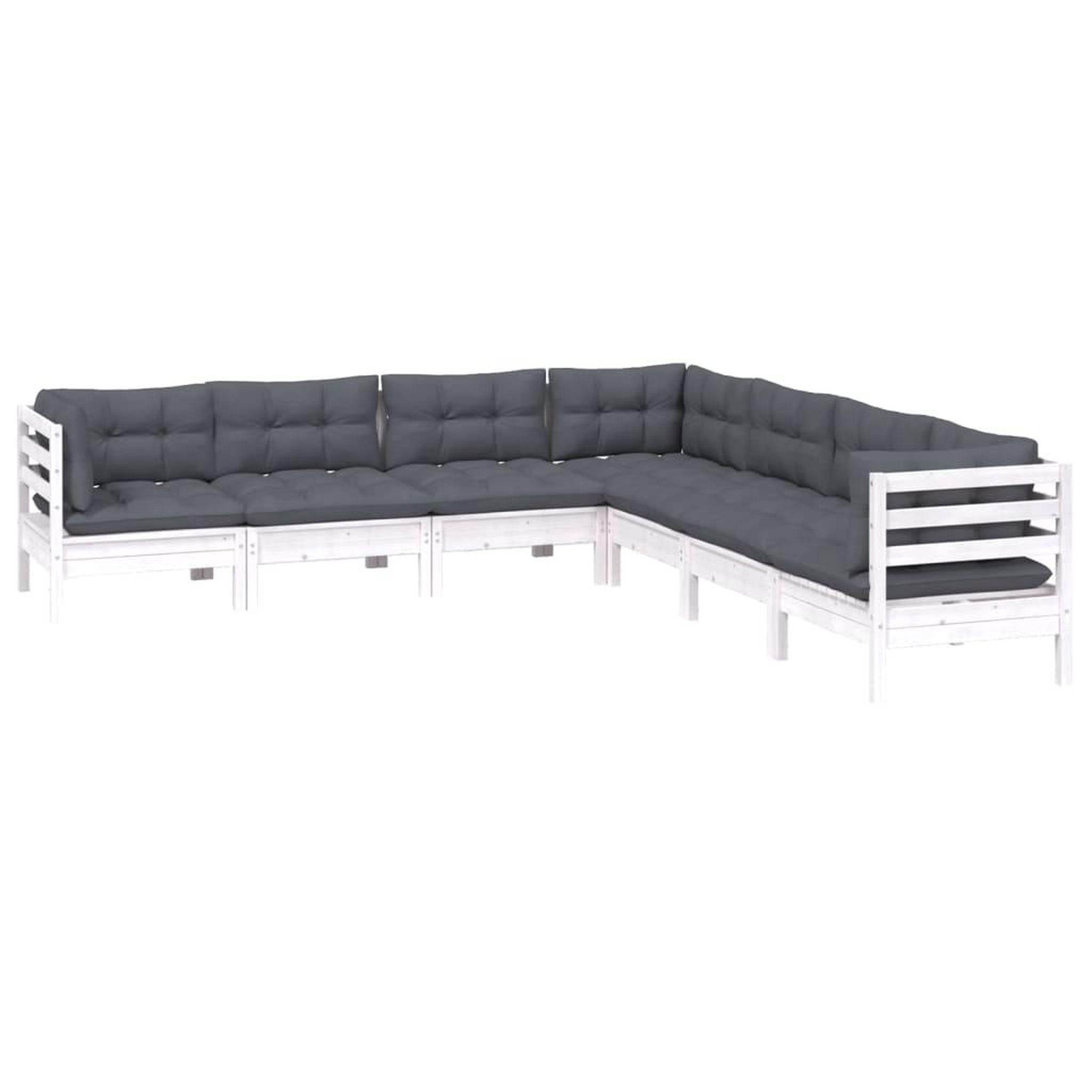 Voir la diapositive 3 : VIDAXL Salon de jardin 7 pcs avec coussins blanc bois de pin massif