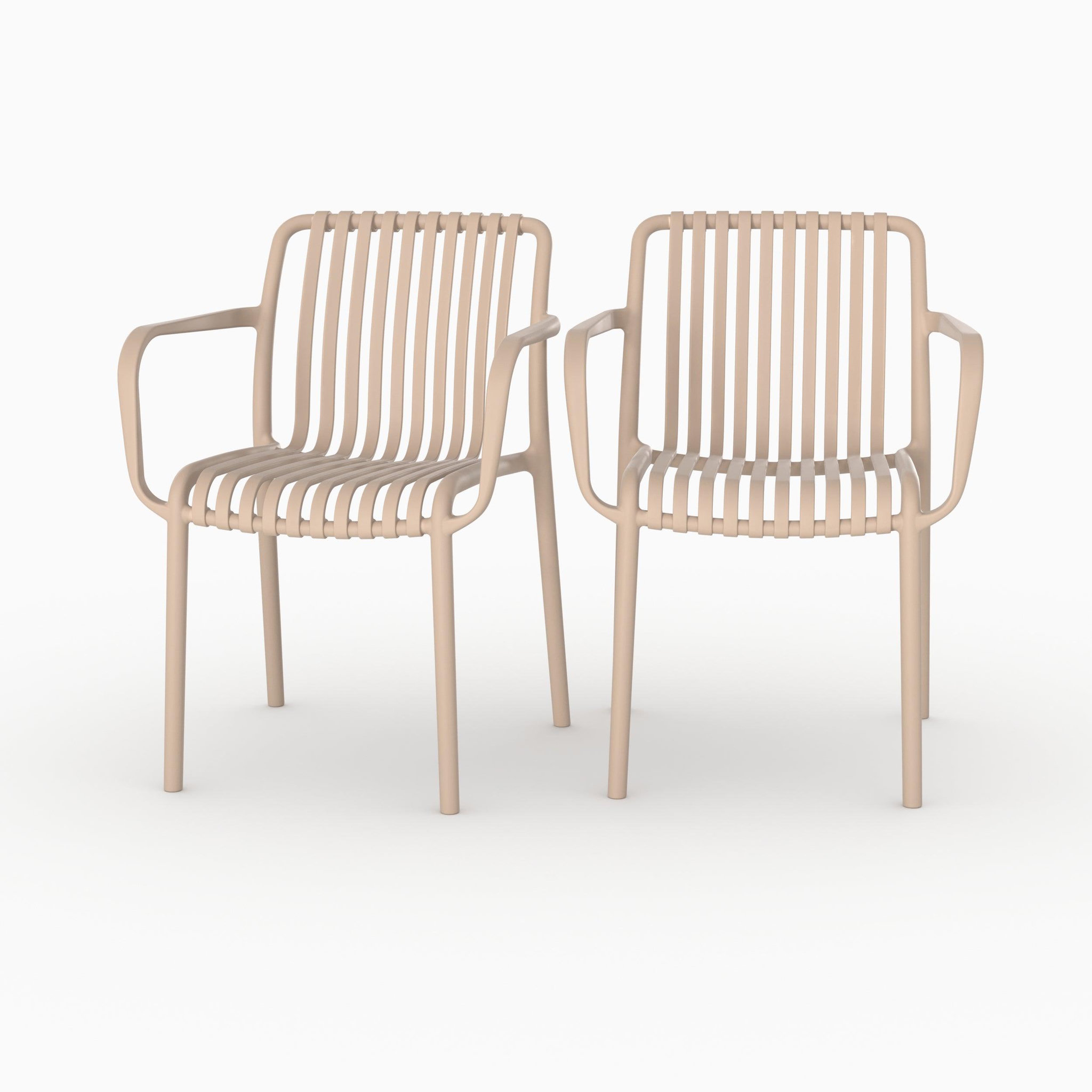 MAISON PAVANE Lot de 2 chaises de jardin empilables en plastique beige-ivy