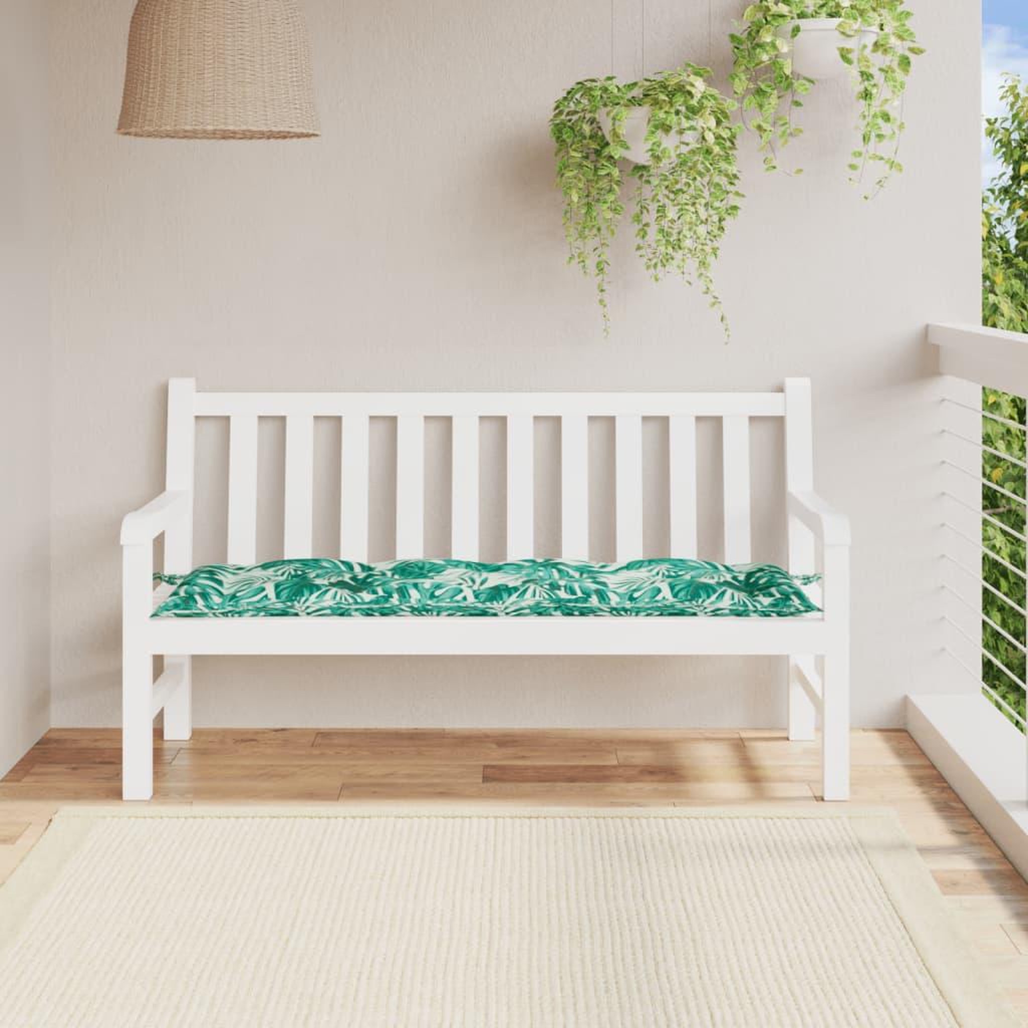 VIDAXL Coussin de banc de jardin motif de feuilles 150x50x7 cm