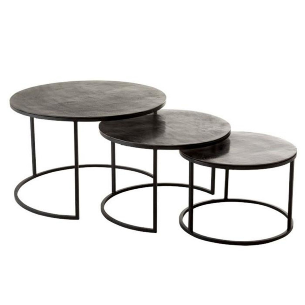 Paris Prix Lot de 3 Tables Gigognes  Oxidize  80cm Noir