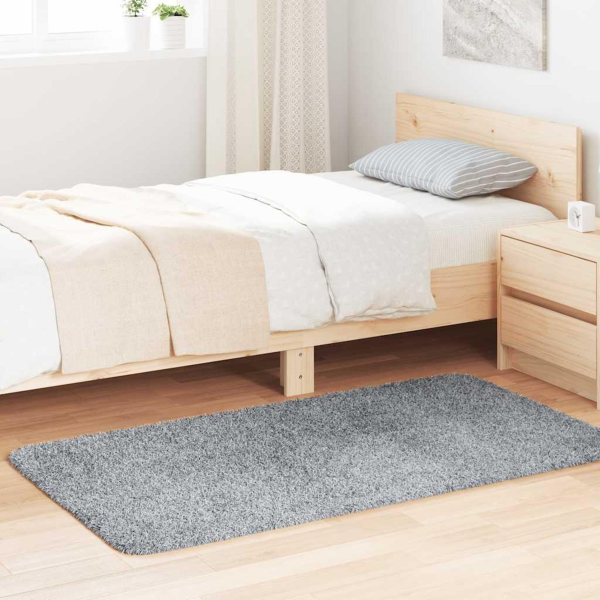 VIDAXL Tapis shaggy a poils longs NAVARRA gris argente 80x150 cm