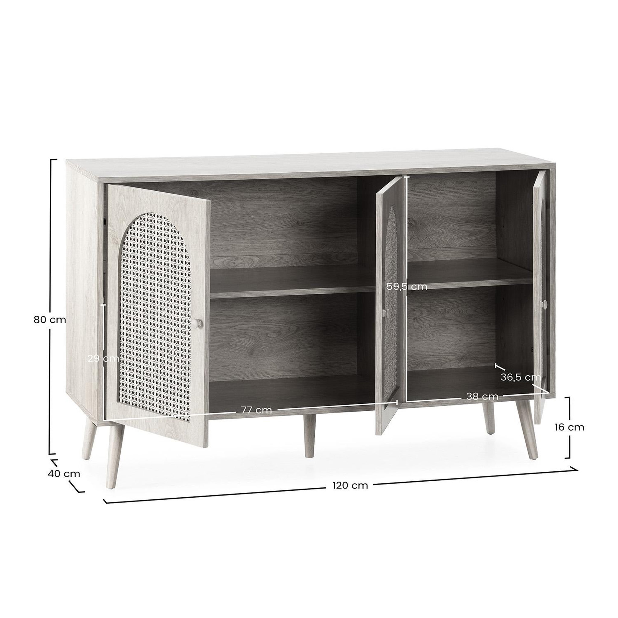 Voir la diapositive 6 : VS VENTA-STOCK Buffet Luna 3 portes couleur Chêne