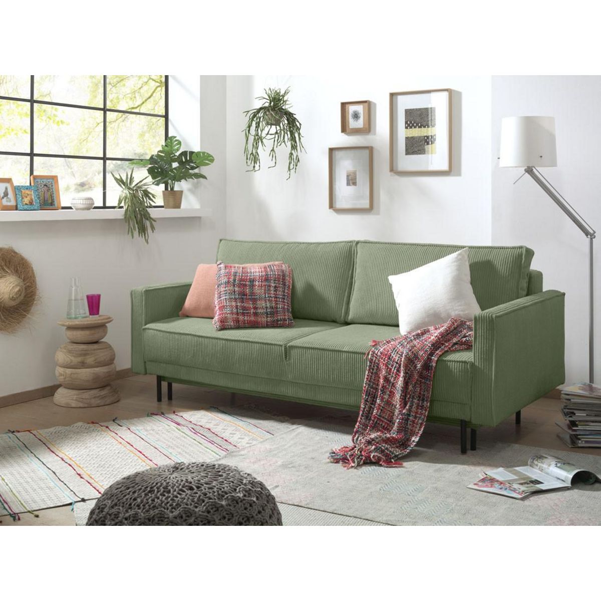 LISA DESIGN Charlie - canapé 3 places convertible avec coffre - en velours côtelé