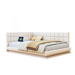 MERAX Lit 2 places rembourré 160x200cm. Coloris disponibles : Gris, Beige