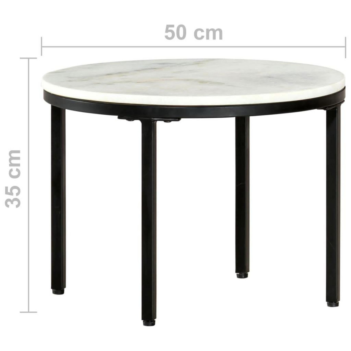 VIDAXL Table basse Blanc et noir Ø50 cm Marbre solide veritable