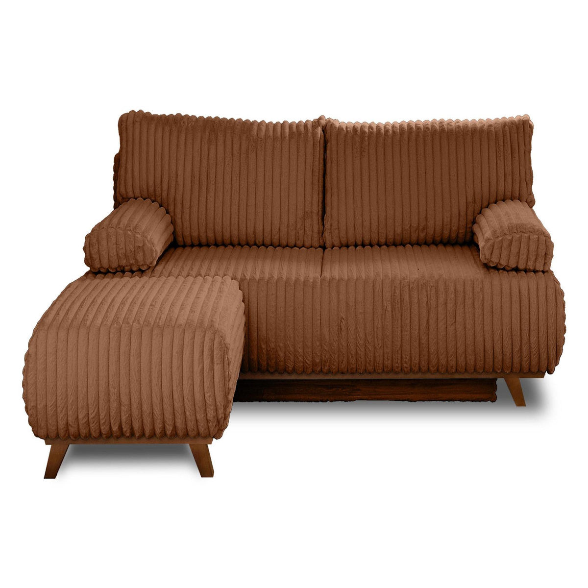 BEST MOBILIER Cristal - canapé 3 places - convertible avec coffre et pouf - en fausse fourrure côtelée