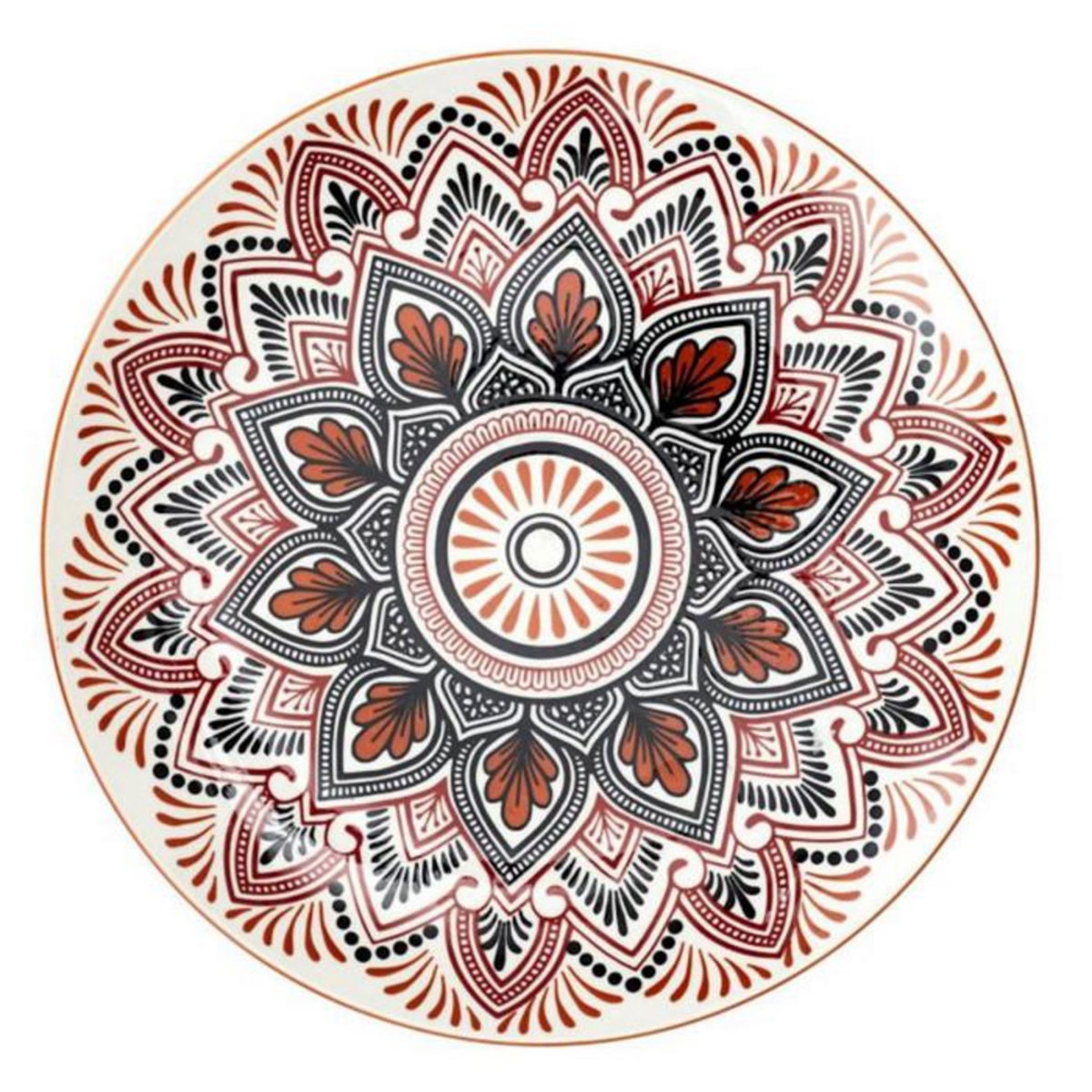Paris Prix Lot de 6 Assiettes Plates  Mandala  26cm Orange