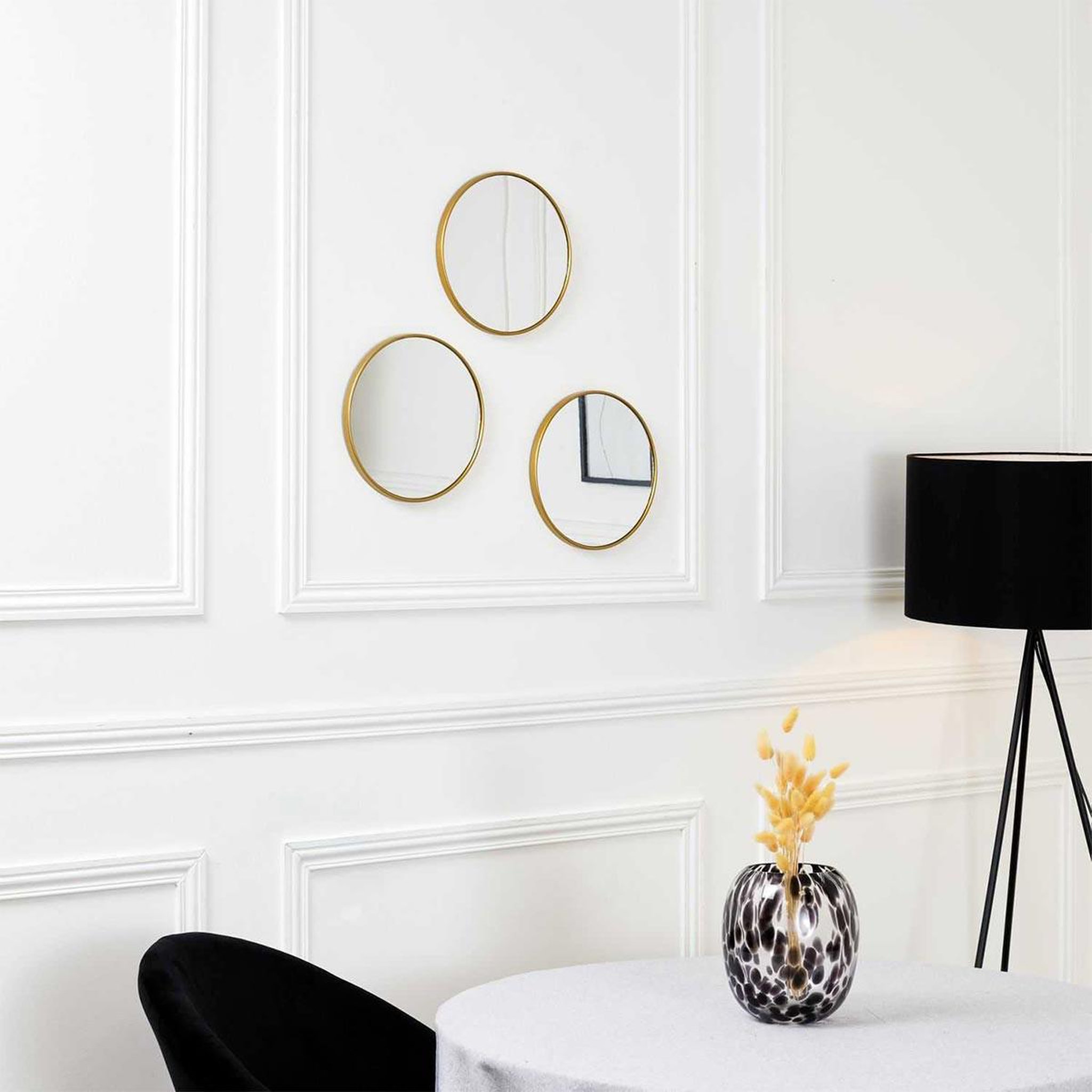 Voir la diapositive 2 : The Home Deco Factory Lot de 3 Miroirs Déco  Toronto  26cm Or