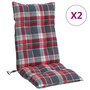 Voir la diapositive 2 : VIDAXL Coussins de chaise a dossier haut lot de 2 motif carreaux rouge