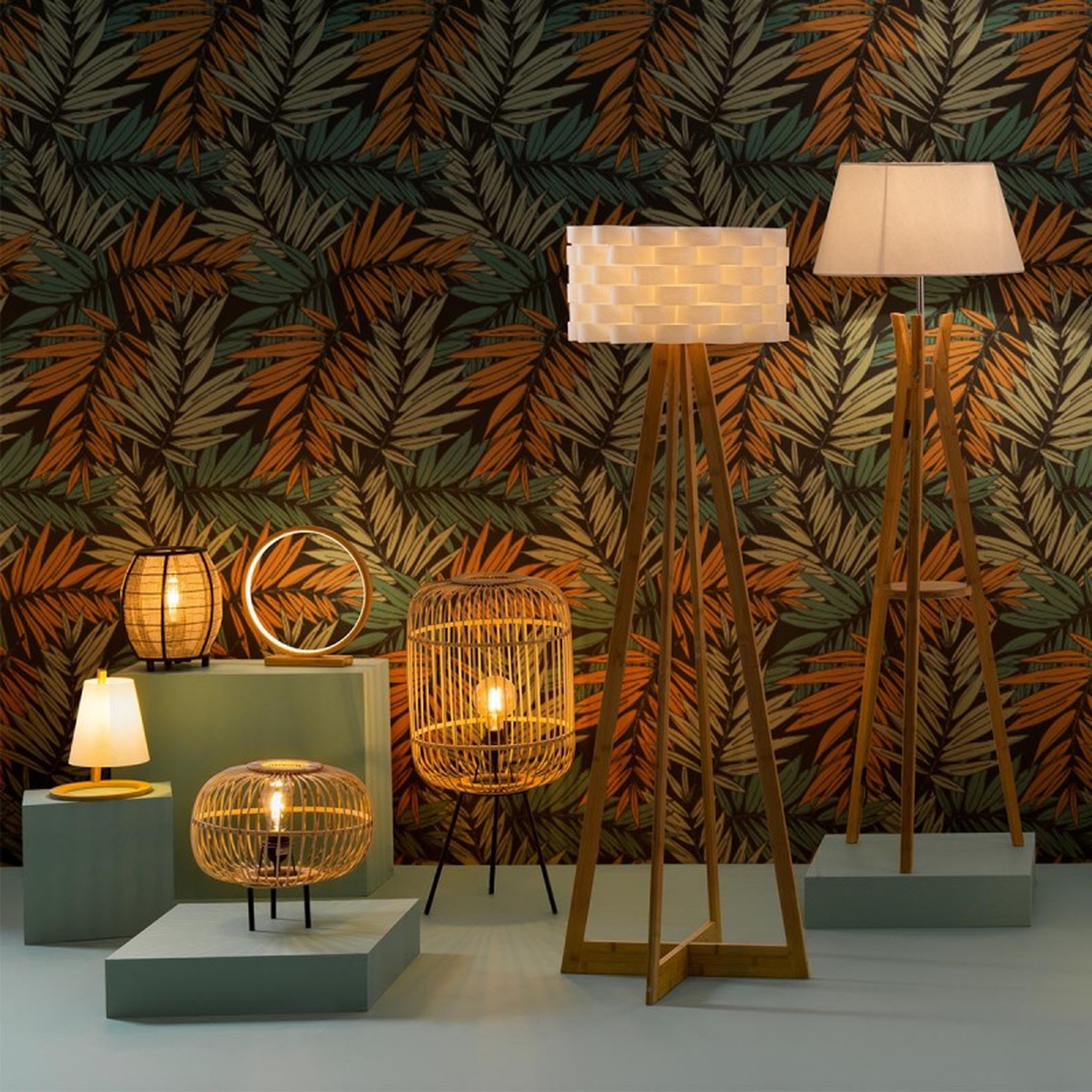 Voir la diapositive 2 : Lampe À Poser En Bambou H 26 Cm