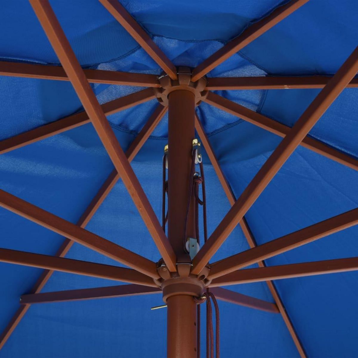 VIDAXL Parasol d'exterieur avec mat en bois 350 cm Bleu