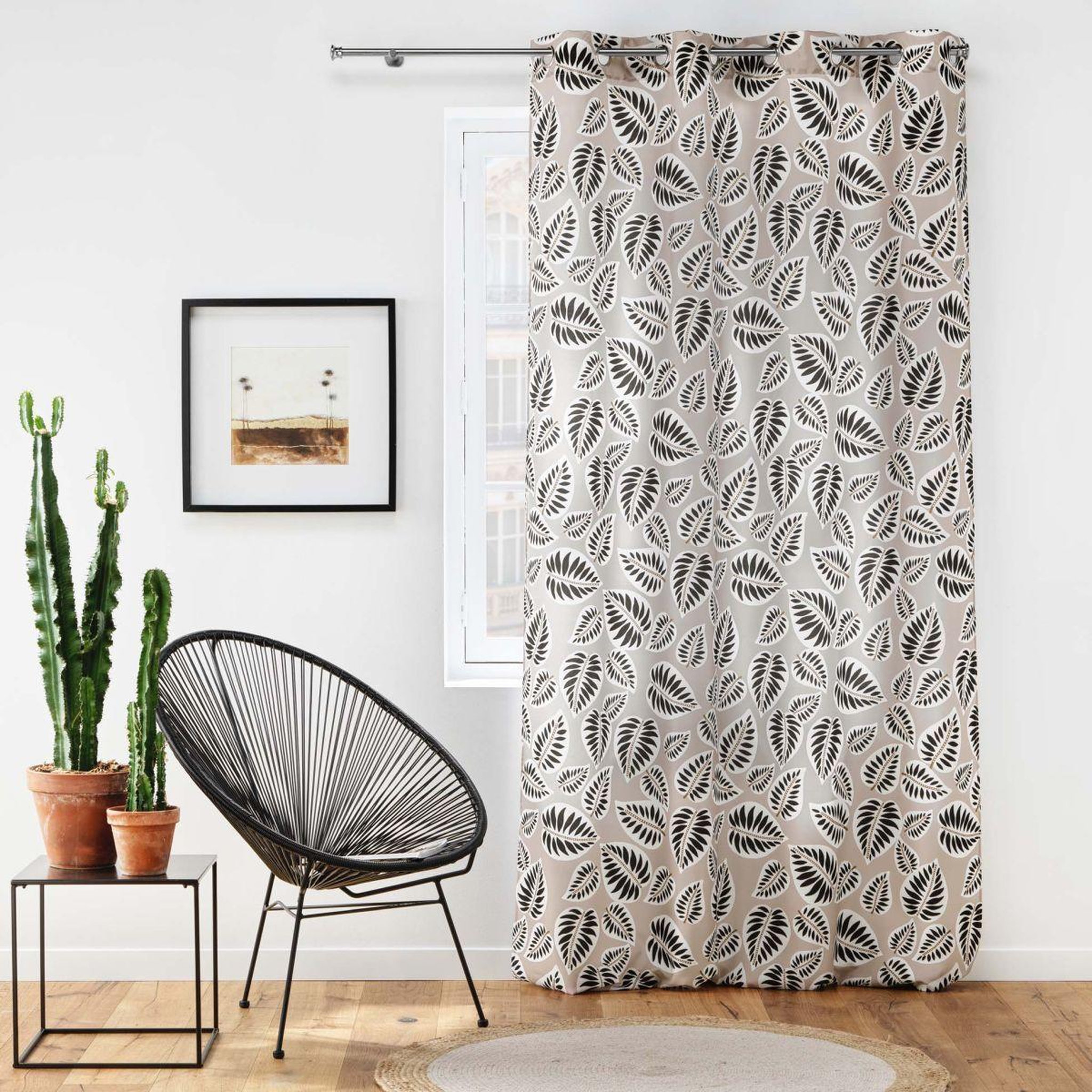 Voir la diapositive 4 : Douceur d'Intérieur Rideau à œillets imprimé  alma  140x260cm noir