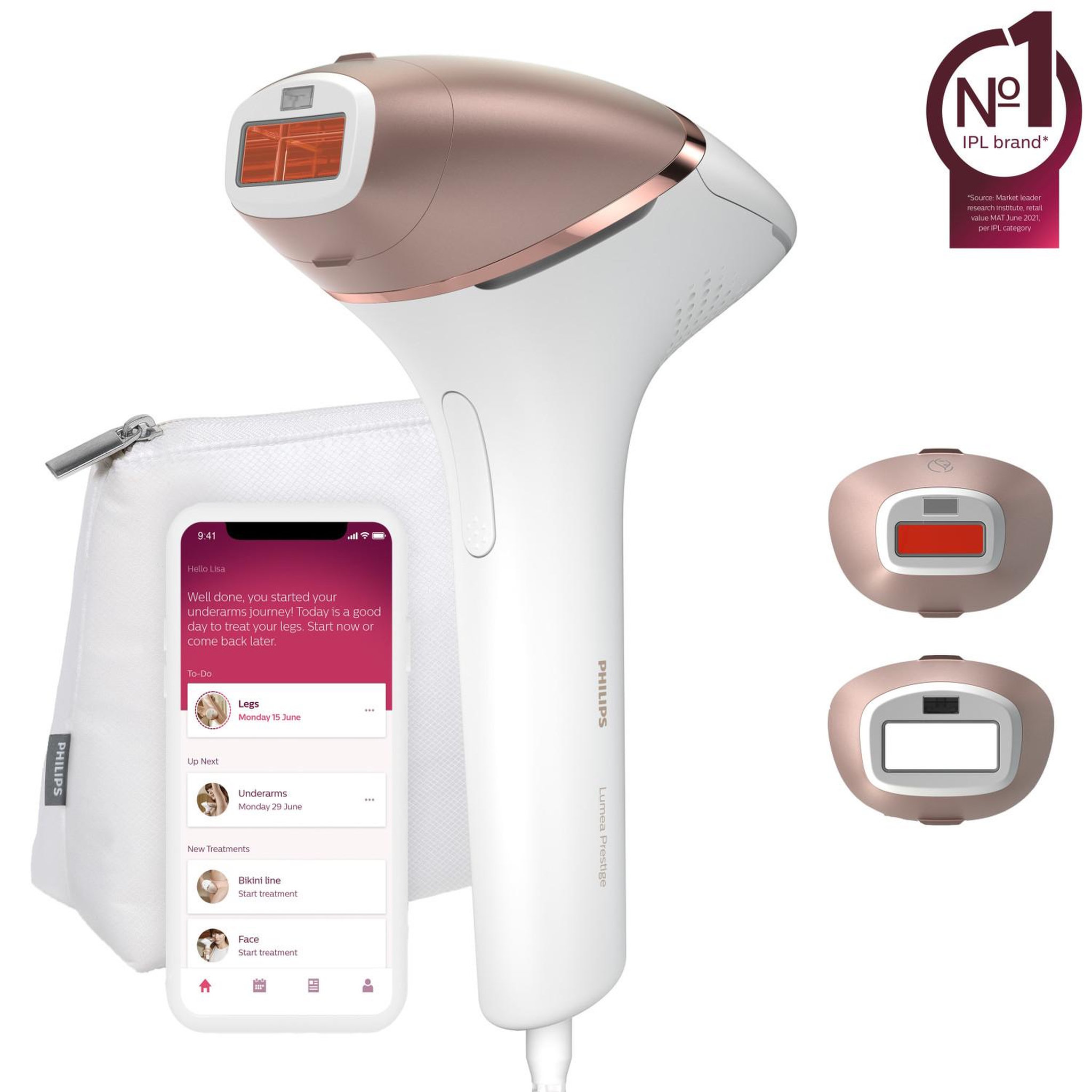 Philips Philips lumea prestige bri945/00 épilateur léger lumière pulsée rose, blanc