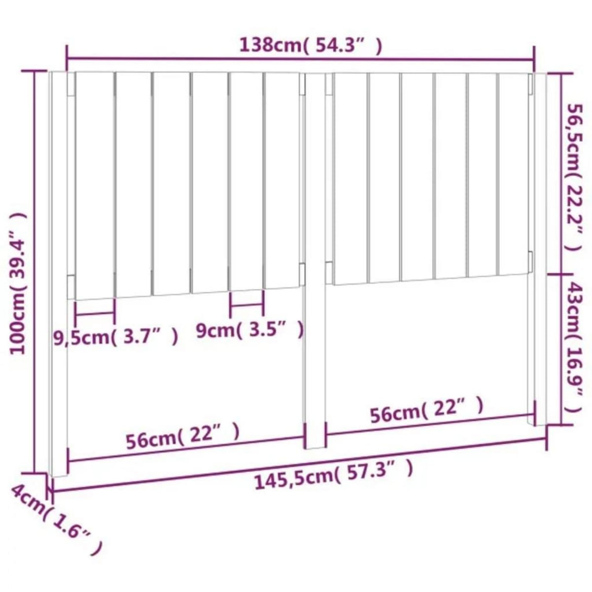 VIDAXL Tete de lit blanc 145,5x4x100 cm bois massif de pin