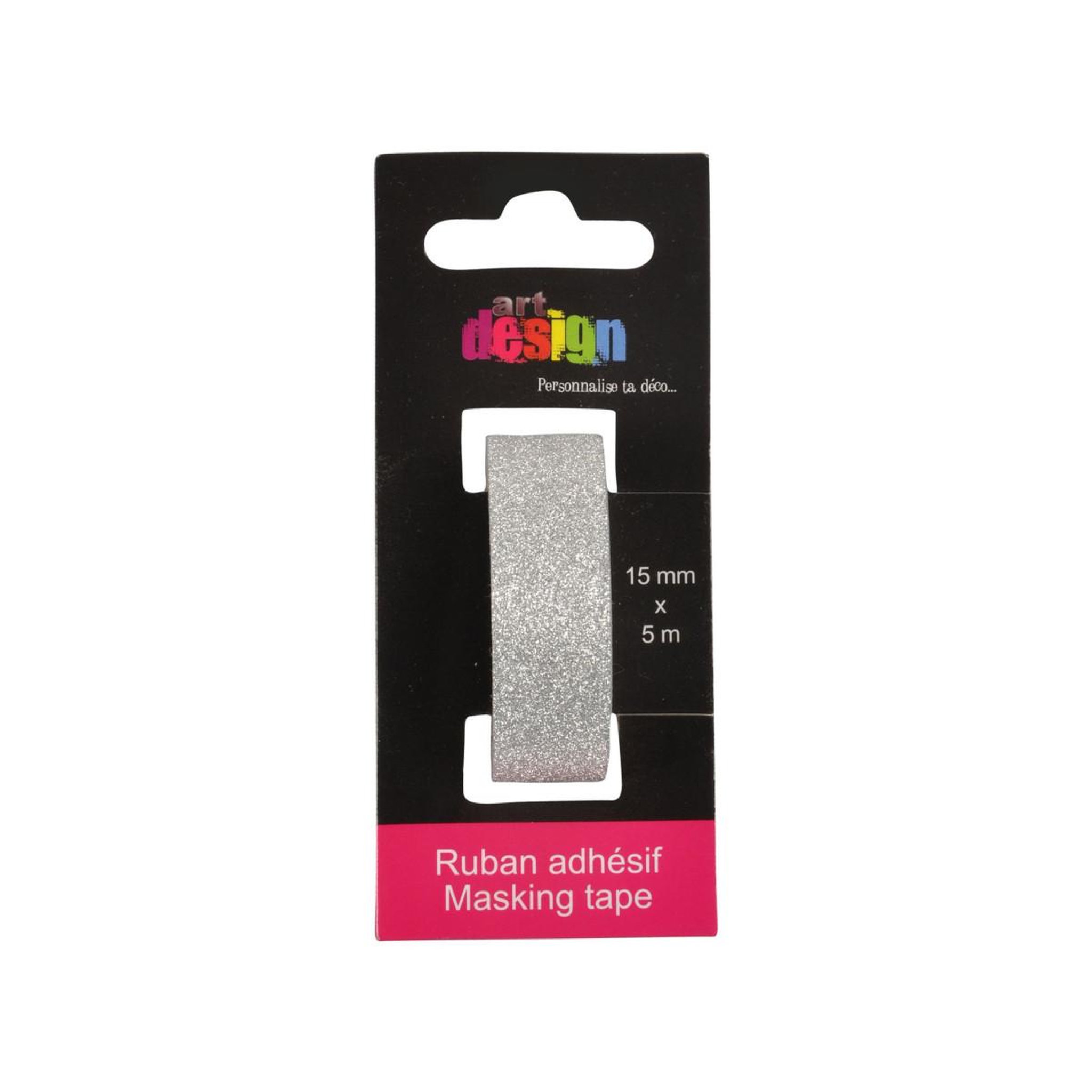 Voir la diapositive 2 : HOMEA Ruban masking tape  créatif  5m argent pailleté