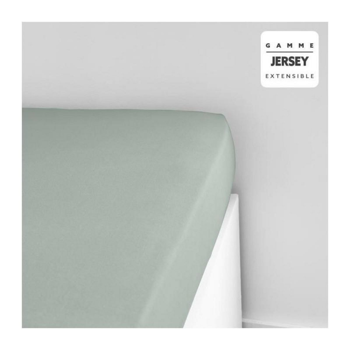 Today Drap housse TODAY Essential - 140 x 190+25 cm - 1 personne - 100% Coton jersey - Celadon