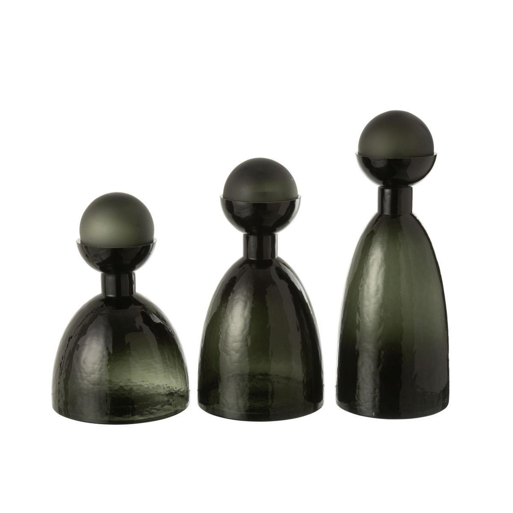 Voir la diapositive 4 : J-LINE Vase bouteille bouchon en verre  yoko  29cm vert foncé