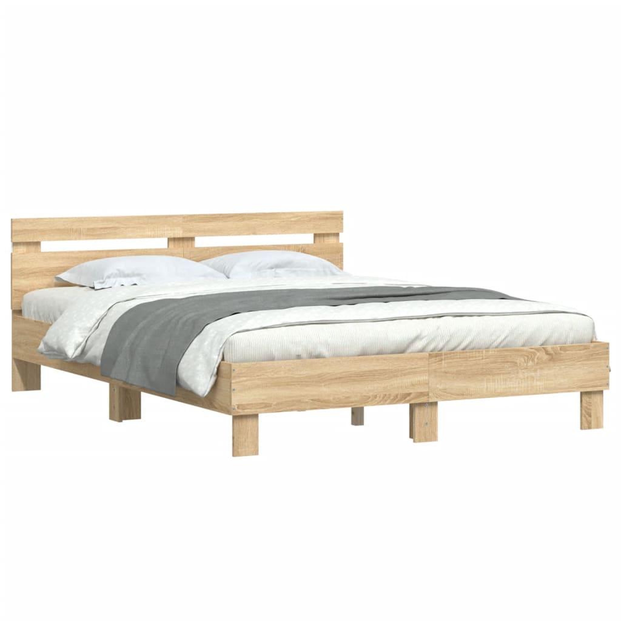 Voir la diapositive 3 : VIDAXL Cadre de lit avec LED sans matelas chene sonoma 150x200 cm