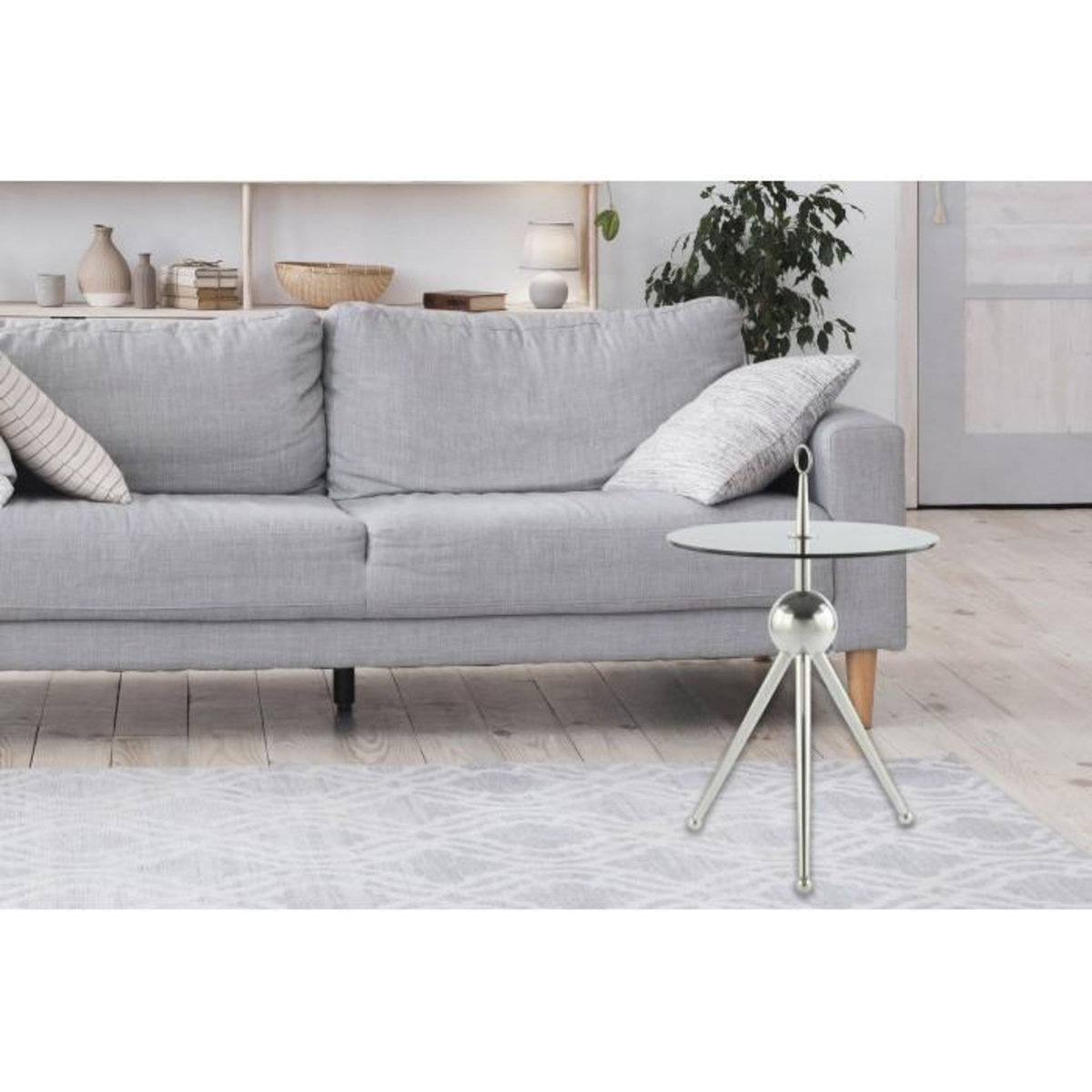 Paris Prix Table d'Appoint Design  Rodriga  53cm Argent & Gris